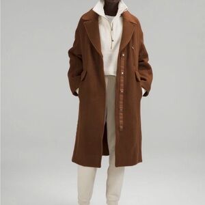 NWT Lululemon Cognac Quilted Wool Long Coat for Petites 00-2 (MSRP $498)